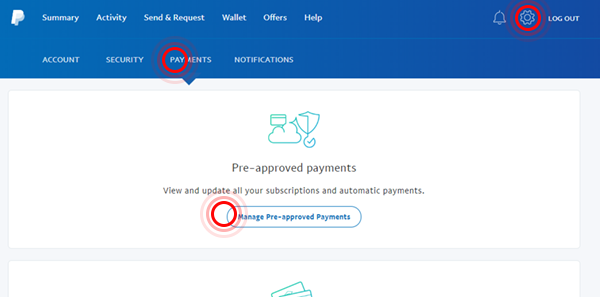 PayPal 预先批准付款页面截屏